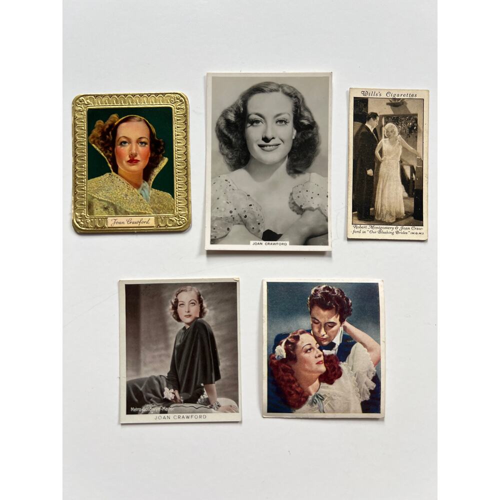 5 RARE 1930s Joan Crawford Tobacco Cards Ardath, Sultan, Hollywood, Grand Hotel